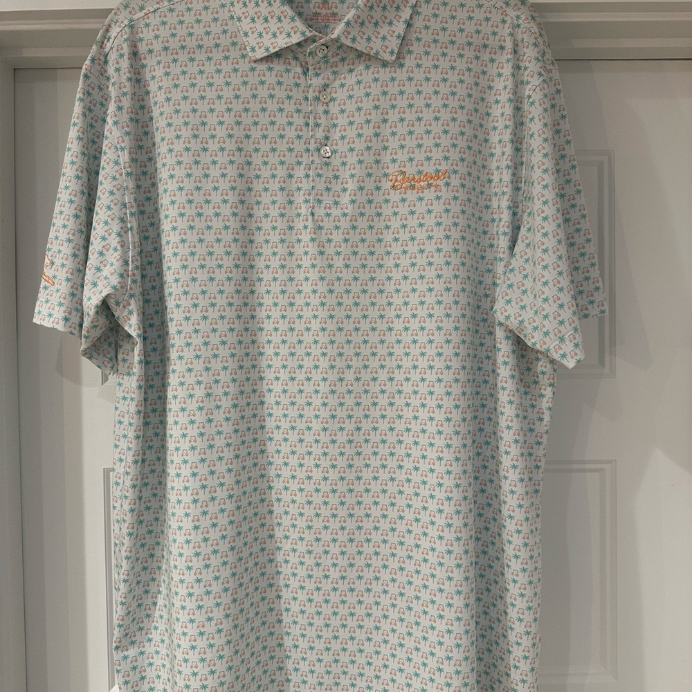 Men's Barstool Golf Light Blue Patterned Polo Shirt by Rhoback